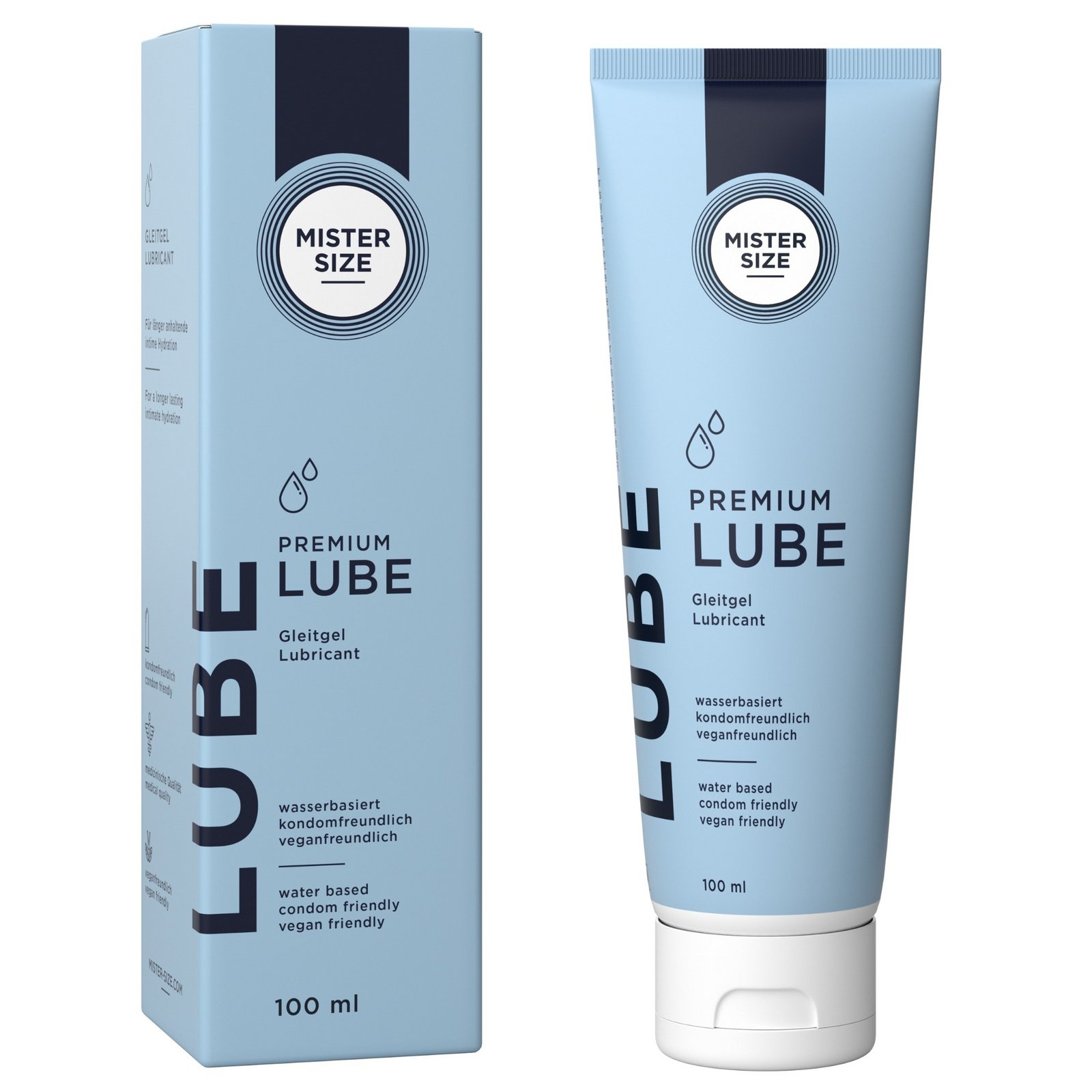 Mister Size Premium Lube Verpackung plus Gleitgel-Tube