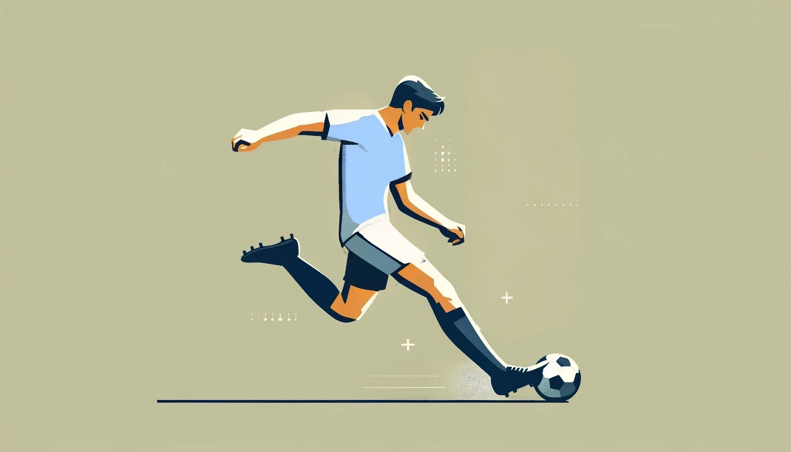 Fußballer mit hellblauem Trikot in minimalistischer Form